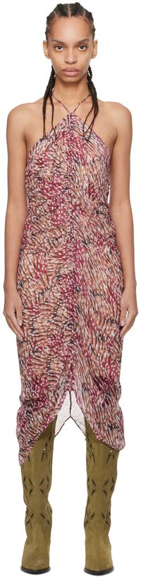 Isabel Marant Etoile Robe midi Valdi beige et rose