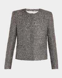 Metallic Paillette Tweed Shrunken Jacket
