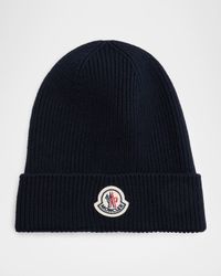 Men's Ribbed Wool Logo Beanie Hat