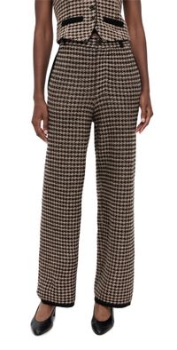 Guest in Residence Cashmere Houndstooth Tailored Trousers Black/Dune XS