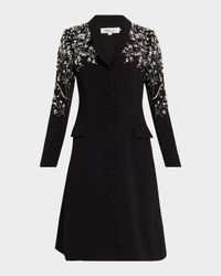 Bead-Embroidered Crepe Blazer Dress
