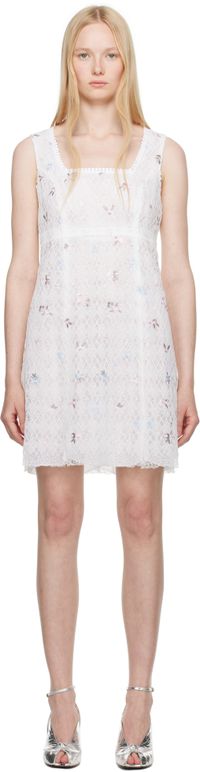 Anna Sui White Embroidered Lacey Trellis Minidress