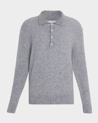 Men's Boucle Knit Polo Sweater