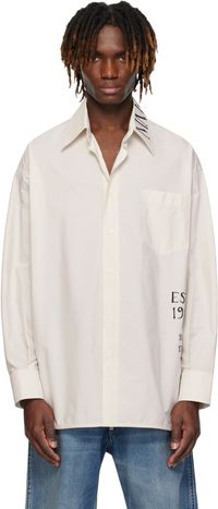 MM6 Maison Margiela Off-White Asymmetric Striped Poplin Shirt
