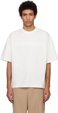 Jil Sander T-shirt blanc cassé à logo imprimé