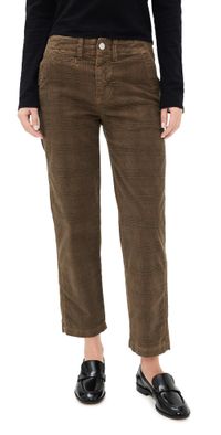 AMO Lillian Printed Plaid Corduroy Pants Dark Sand 24