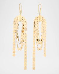 14K Yellow Gold Laser Square Linear Cascade Earrings