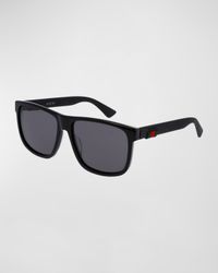 Square Acetate Sunglasses, Black