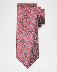 Men's Abstract Feather-Print Silk Tie