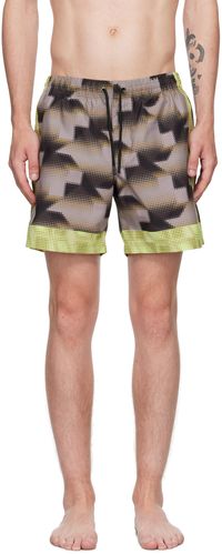 Dries Van Noten Maillot de bain bleu à motif graphique imprimé