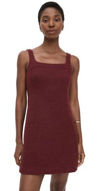 Theory Square Neck Yoke Dress Oxblood Red 00