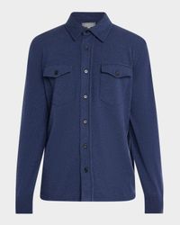 Men's Wool and Cashmere Dual-Pocket Button-Down Shirt