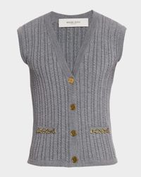 Journey Cable-Knit Sweater Vest with Chain Detail
