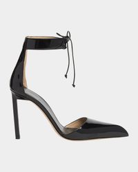 105mm Patent Leather Ankle-Tie Pumps