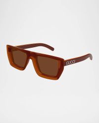 Men's GG1723SM Plastic Rectangle Sunglasses