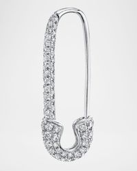 18K White Gold Diamond Safety Pin Earring, Single (Right)