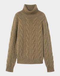 Napier Cable-Knit Cashmere Turtleneck Sweater