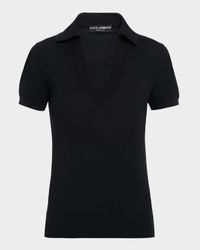 Short-Sleeve Cashmere Polo Shirt