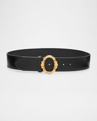 Circle-Buckle Leather Belt