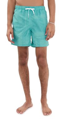 Bather Teal Tonal Bandana Swim Trunks 5 Teal L