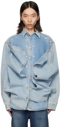 Y/Project Chemise bleue en denim à panneaux amovibles - Evergreen