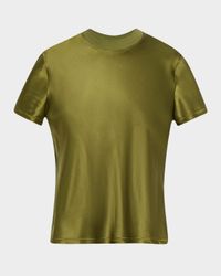Mixed-Media Bias Silk T-Shirt