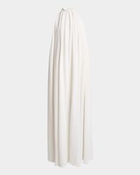Gathered Backless Halter Gown