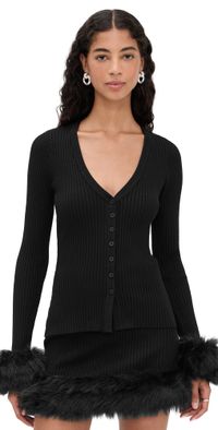 Show Me Your Mumu Sasha Top Black Knit With Faux Fur L
