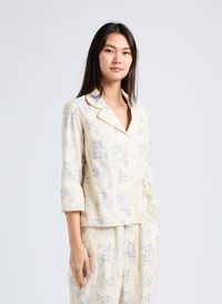 Laurence Bras - Chemise col tailleur imprimée en coton - Taille 36 - Bleu