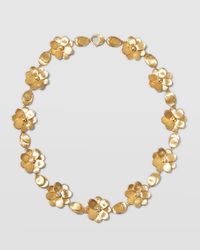 18K Yellow Gold Flower Collar Necklace with Diamonds