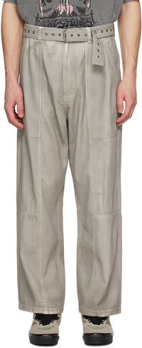 Izzue Pantalon gris à ceinture