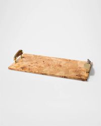Burl Veneer Large Serving Board With Horn Handles