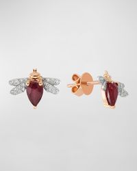Diamond and Ruby Bee Earrings
