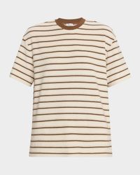 Metallic Striped Cotton-Silk Towelling Short-Sleeve T-Shirt