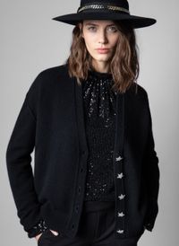 Zadig&voltaire - Gilet Col V avec boutons étoiles en cachemire - Taille L - Noir