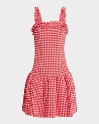 Ruffled Stretch Seersucker Mini Dress