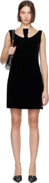Givenchy Black Velvet Bow Detail Mini Dress