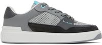 Balmain Gray & White B-Court Flip Perforated Leather Sneakers