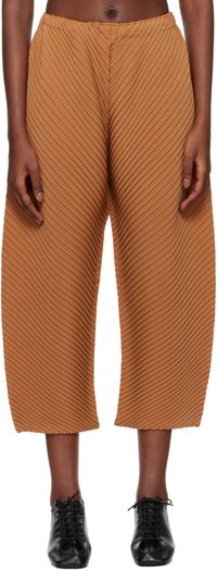 ISSEY MIYAKE Brown Vigor Pleats Solid Trousers
