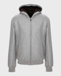 Men's Loro Piana Wool-Cashmere Jacket with Select Shearling Lamb Lining