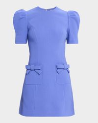 Violetta Puff-Sleeve Crepe Mini Dress