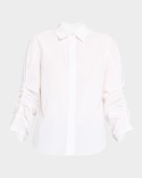 Pleated-Sleeve Cotton Shirt