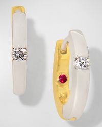 Two-Tone 18k Diamond Reversible Huggie Hoop Earrings