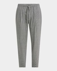 Men's Micro-Houndstooth Pleated Drawstring Pants