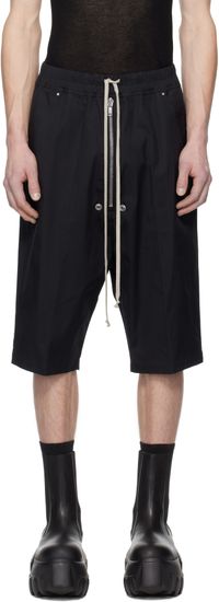 Rick Owens Black Hollywood Heavy Bela Pods Shorts