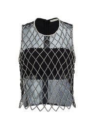 Women's Amal Embellished Net Tank - Black Clear - Size XL