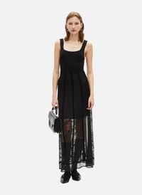 The Kooples - Robe longue en maille et dentelle - Taille 40 - Noir