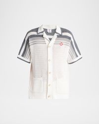Men's Cotton Crochet Short-Sleeve Tennis Shirt