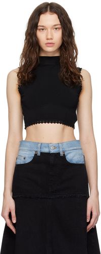 Victoria Beckham Camisole noire à bords festonnés
