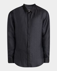 Men's Silk Twill Micro-Diagonal Placket Dress Shirt